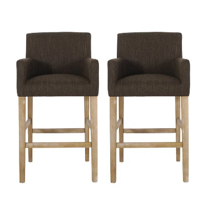 Set Of 2 30.5" Armga Contemporary Fabric Upholstered Wood Counter Height Barstools - Christopher Knight Home - Image 10