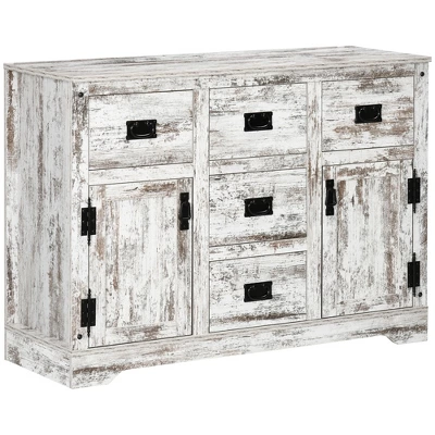 HOMCOM Industrial Buffet Cabinet Free Standing Kitchen Sideboard With Five Drawers Two Door Cabinets Adjustable Shelf For Living Room - Image 6