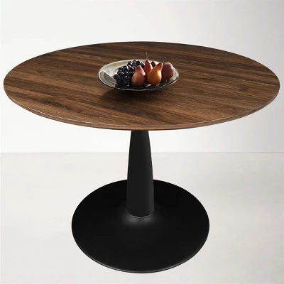 40'' Harold Foil Round Top Black Base Round Pedestal Dining Table -The Pop Maison - Image 3