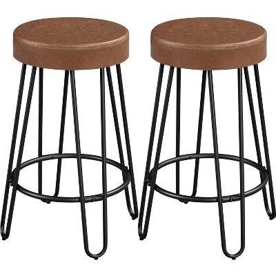 Yaheetech Set Of 2 Faux Leather Round Backless Counter Stools - Image 8