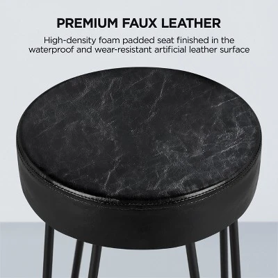 Yaheetech Set Of 2 Faux Leather Round Backless Counter Stools - Image 4