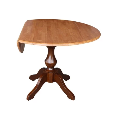30.3" Gracelyn Round Dual Drop Leaf Pedestal Extendable Dining Table Cinnamon/Espresso - International Concepts - Image 2