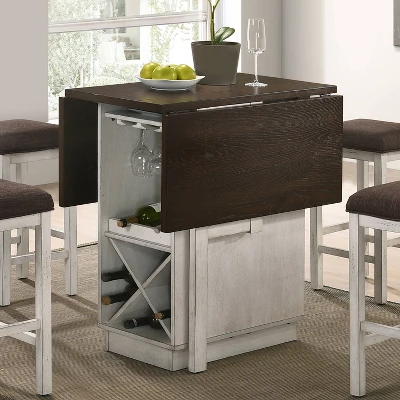 47" Holmseth Drop Leaf Counter Height Dining Table With Wine Rack Dark Walnut/Antique White - HOMES: Inside + Out