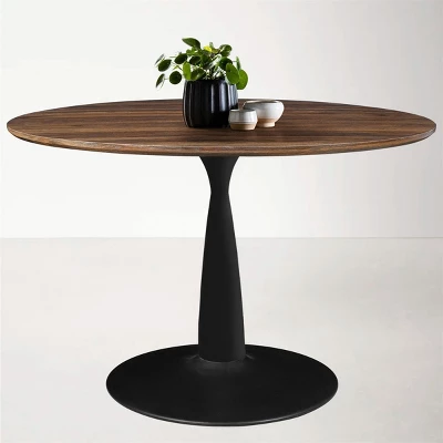 40'' Harold Foil Round Top Black Base Round Pedestal Dining Table -The Pop Maison - Image 8