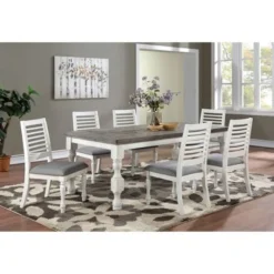 7pc Cambrien Rustic Farmhouse Dining Set Antique White/Gray - HOMES: Inside + Out