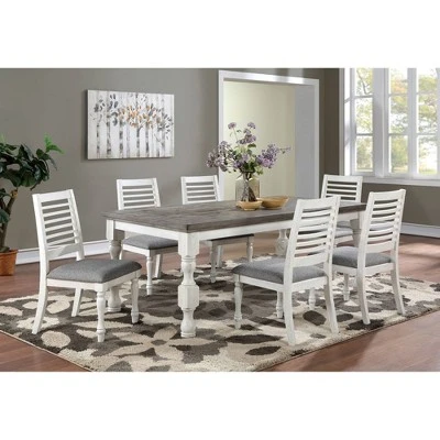 7pc Cambrien Rustic Farmhouse Dining Set Antique White/Gray - HOMES: Inside + Out