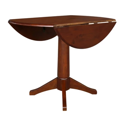 30.3" Thea Round Dual Drop Leaf Extendable Dining Table Espresso Brown - International Concepts - Image 5