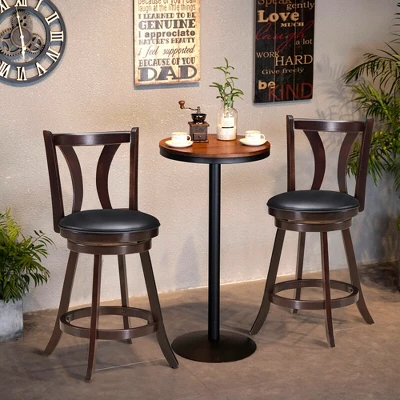Costway Set Of 2 Swivel Bar Stool 24'' Counter Height Leather Padded Dining Kitchen Chair - Image 2