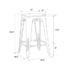 Fusion 24" Metal Backless Counter Stool With Wood Seat In Silver Set Of 2 - DHP