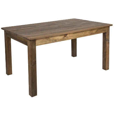Emma And Oliver 60" X 38" Rectangular Antique Rustic Solid Pine Farm Dining Table - Image 12