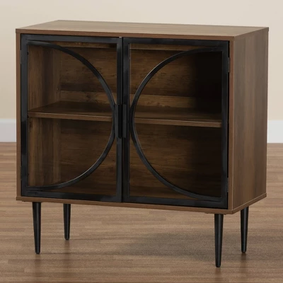 Carter Wood And Metal 2 Door Sideboard Dining Cabinet Walnut Brown/Black - Baxton Studio - Image 8