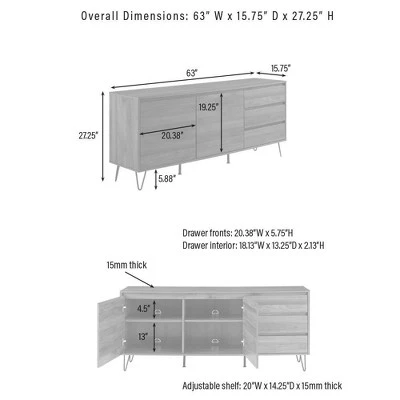 Teagan Record Storage Sideboard Brown Oak - Crosley - Image 12
