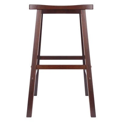 5pc Parkland Set Counter Height Dining Set With Saddle Seat Bar Stools Wood/Walnut - Winsome - Image 3