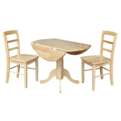 42" Dual Drop Leaf Dining Table With 2 Madrid Ladderback Chairs - International Concepts