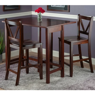 3pc Lynnwood Set Drop Leaf Counter Height Dining Sets With Counter Stools Wood/Walnut - Winsome - Image 7