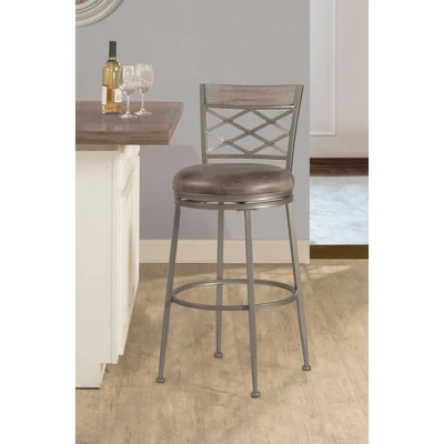 30" Hutchinson Swivel Barstool Pewter/Aged Ivory - Hillsdale Furniture - Image 3