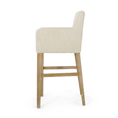 Set Of 2 30.5" Armga Contemporary Fabric Upholstered Wood Counter Height Barstools - Christopher Knight Home - Image 2