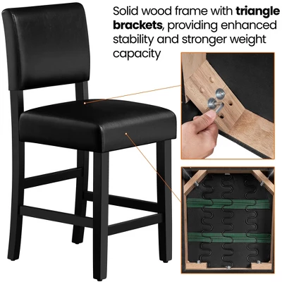 Yaheetech 24.6" H Upholstered Counter Bar Stool, Black - Image 4