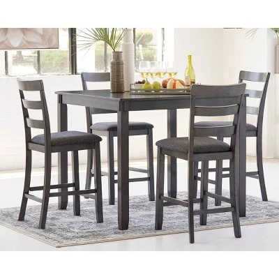 Set Of 5 Bridson Counter Height Dining Table And Barstools Gray - Signature Design By Ashley