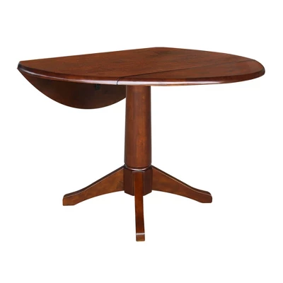30.3" Thea Round Dual Drop Leaf Extendable Dining Table Espresso Brown - International Concepts - Image 3