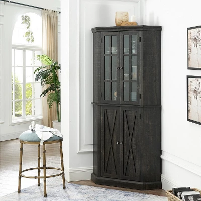 Home Source Enclosed Charcoal Corner Cabinet - Image 3