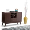 54" Tierney Solid Hardwood Mid-Century Sideboard Buffet And Winerack Medium Auburn Brown - WyndenHall