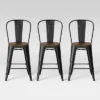Set Of 3 Carlisle Backed Counter Height Barstool With Wood Seat Matte Black - Threshold™