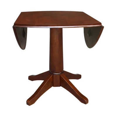 30.3" Thea Round Dual Drop Leaf Extendable Dining Table Espresso Brown - International Concepts - Image 4