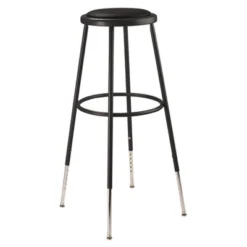 Set Of 2 32"-39" Height Adjustable Heavy Duty Vinyl Padded Steel Accent Barstools Black - Hampden Furnishings