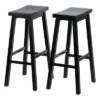 PJ Wood Classic Saddle-Seat 29" Tall Kitchen Counter Stools For Homes, Dining Spaces, And Bars With Backless Seats And 4 Square Legs, Black (6 Pack)