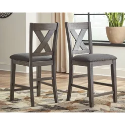 Set Of 2 Caitbrook Upholstered Counter Height Barstools Dark Gray - Signature Design By Ashley