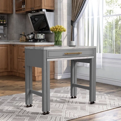 39" Gardenside Rectangle Nested Counter Height Dining Tables White/Light Gray - HOMES: Inside + Out - Image 10