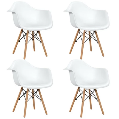 Costway 4PCS Molded Dining Arm Chair Side Chair Home Kitchen W/ Wooden Legs - Image 10
