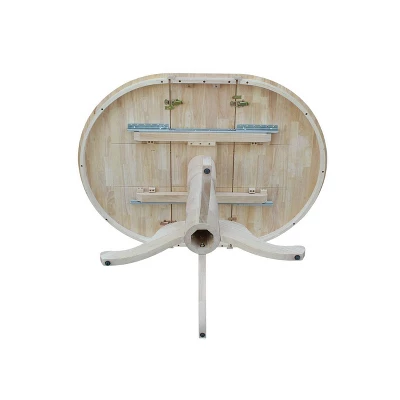 36" Round Extendable Table With 12" Drop Leaf Unfinished - International Concepts - Image 7