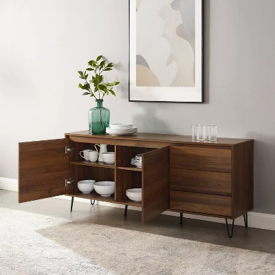 Teagan Record Storage Sideboard Brown Oak - Crosley - Image 4