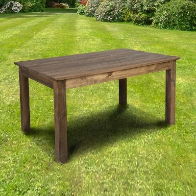 Emma And Oliver 60" X 38" Rectangular Antique Rustic Solid Pine Farm Dining Table