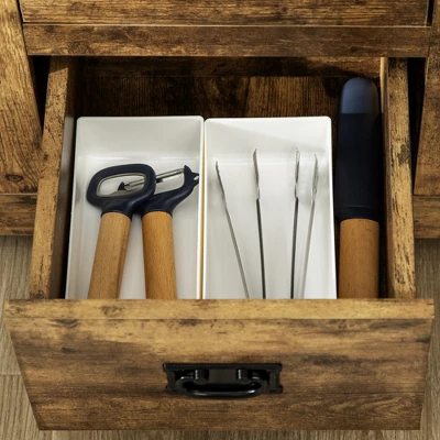 HOMCOM Industrial Buffet Cabinet Free Standing Kitchen Sideboard With Five Drawers Two Door Cabinets Adjustable Shelf For Living Room - Image 4