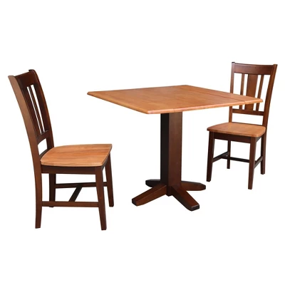 Set Of 3 36" Square Dual Dining Table With 2 San Remo Chairs Cinnamon/Brown - International Concepts - Image 6