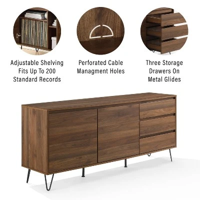 Teagan Record Storage Sideboard Brown Oak - Crosley - Image 5