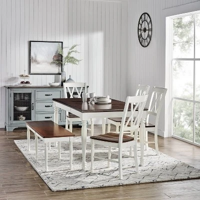 6pc Shelby Extendable Dining Set White - Crosley - Image 2