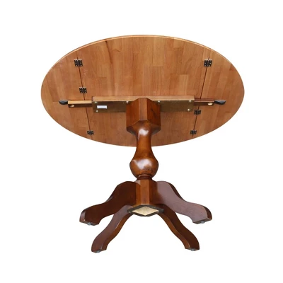 30.3" Gracelyn Round Dual Drop Leaf Pedestal Extendable Dining Table Cinnamon/Espresso - International Concepts - Image 7