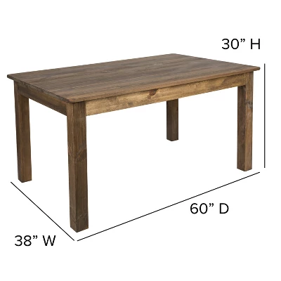 Emma And Oliver 60" X 38" Rectangular Antique Rustic Solid Pine Farm Dining Table - Image 4