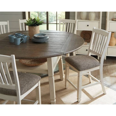 Bolanburg Round Drop Leaf Counter Table Antique White - Signature Design By Ashley