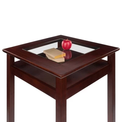 Halo Square Bar Height Table With Glass Top Wood/Walnut - Winsome - Image 5