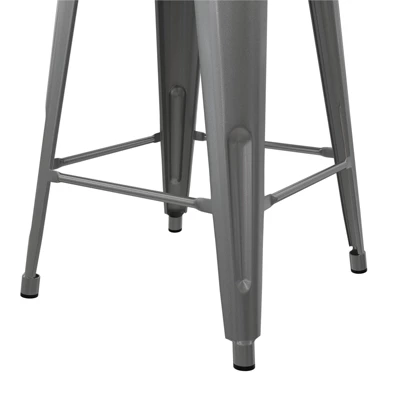 Fusion 24" Metal Backless Counter Stool With Wood Seat In Silver Set Of 2 - DHP - Image 5