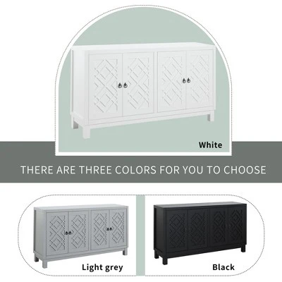 Classic Sideboard, 4 Door Buffet Cabinet With Pull Ring Handles-ModernLuxe - Image 8