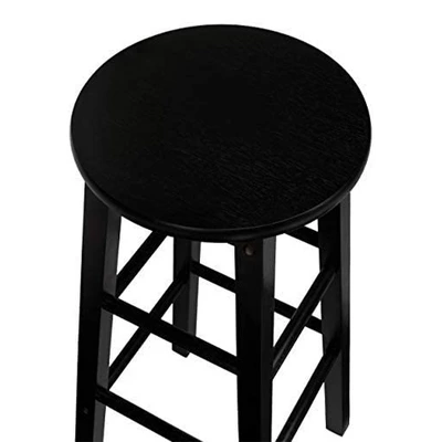 PJ Wood Classic Round-Seat 24" Tall Kitchen Counter Stools For Homes, Dining Spaces, And Bars With Backless Seats, Square Legs, Black (6 Pack) - Image 4
