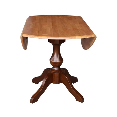 30.3" Gracelyn Round Dual Drop Leaf Pedestal Extendable Dining Table Cinnamon/Espresso - International Concepts - Image 4