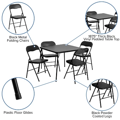 Flash Furniture 5 Piece Folding Card Table And Chair Set - Image 3