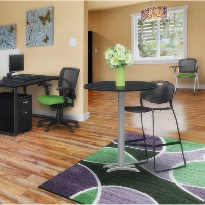 36" Via Cafe High Round X Base Bar Height Table Carbon/Gray - Regency - Image 3